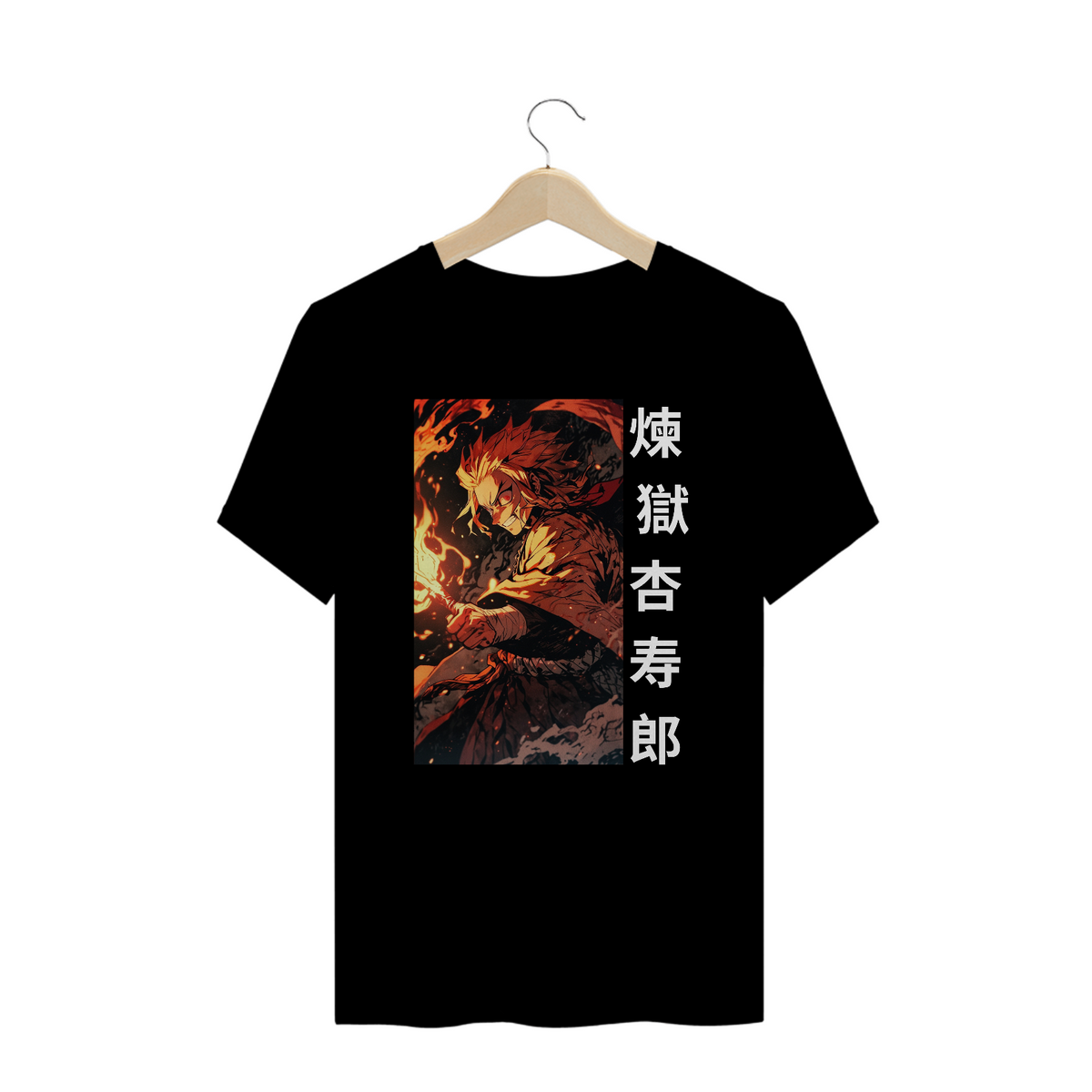 Nome do produto: Demon Slayer - T-Shirt Plus Size Preta Rengoku