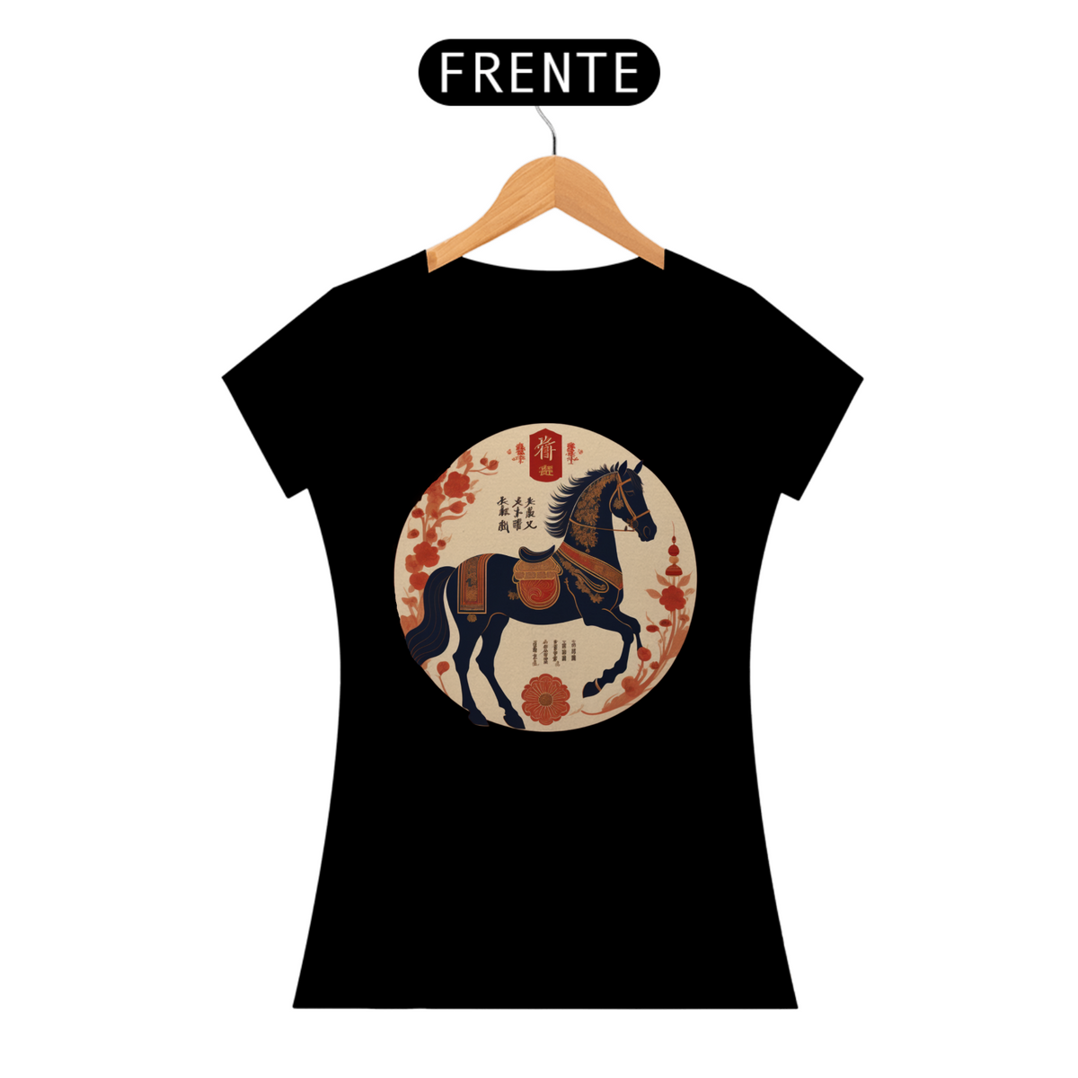 Nome do produto: Chinese New Year (Eclipse) - T-Shirt Baby Look Black Horse