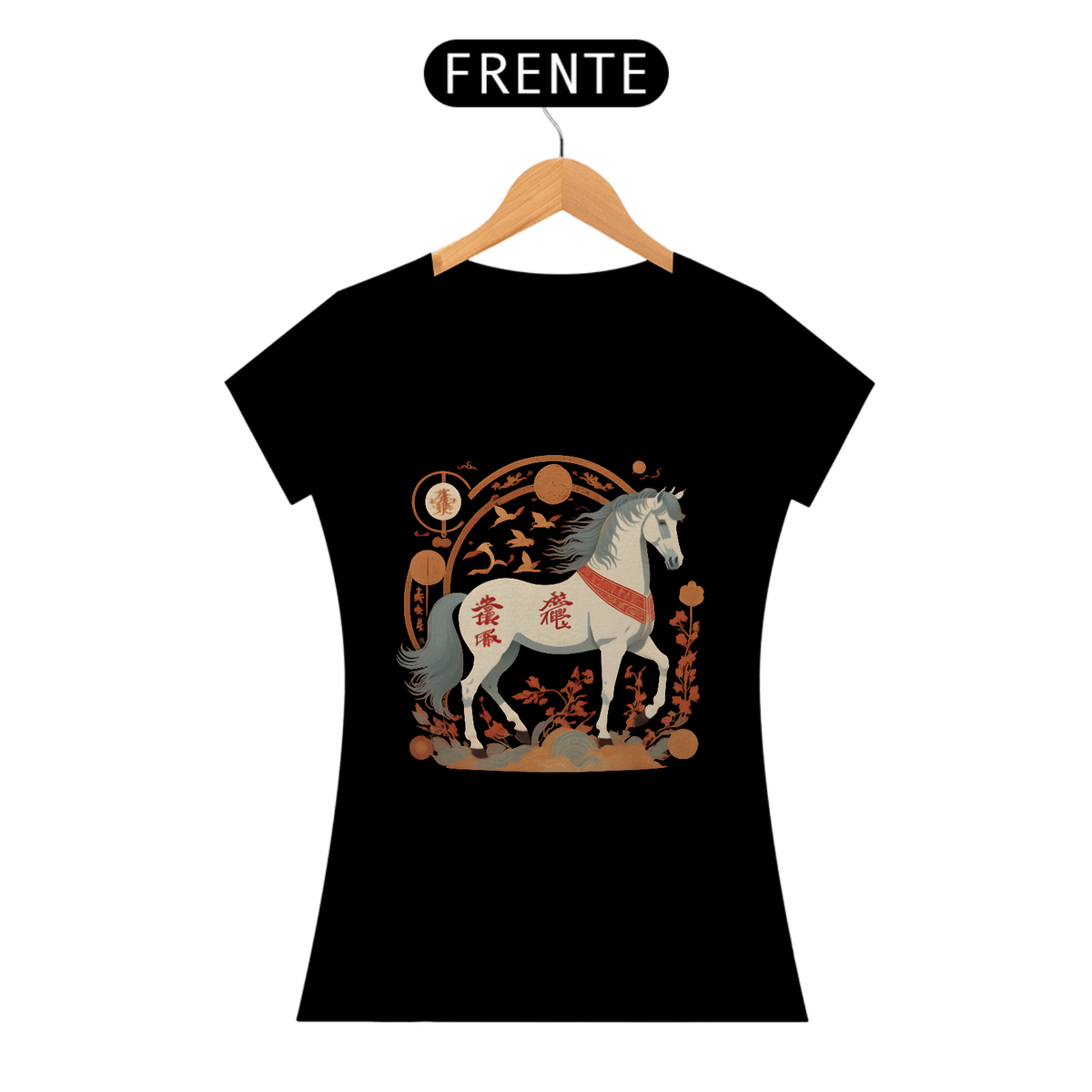 Nome do produto: Chinese New Year (Eclipse) - T-Shirt Baby Look White Horse