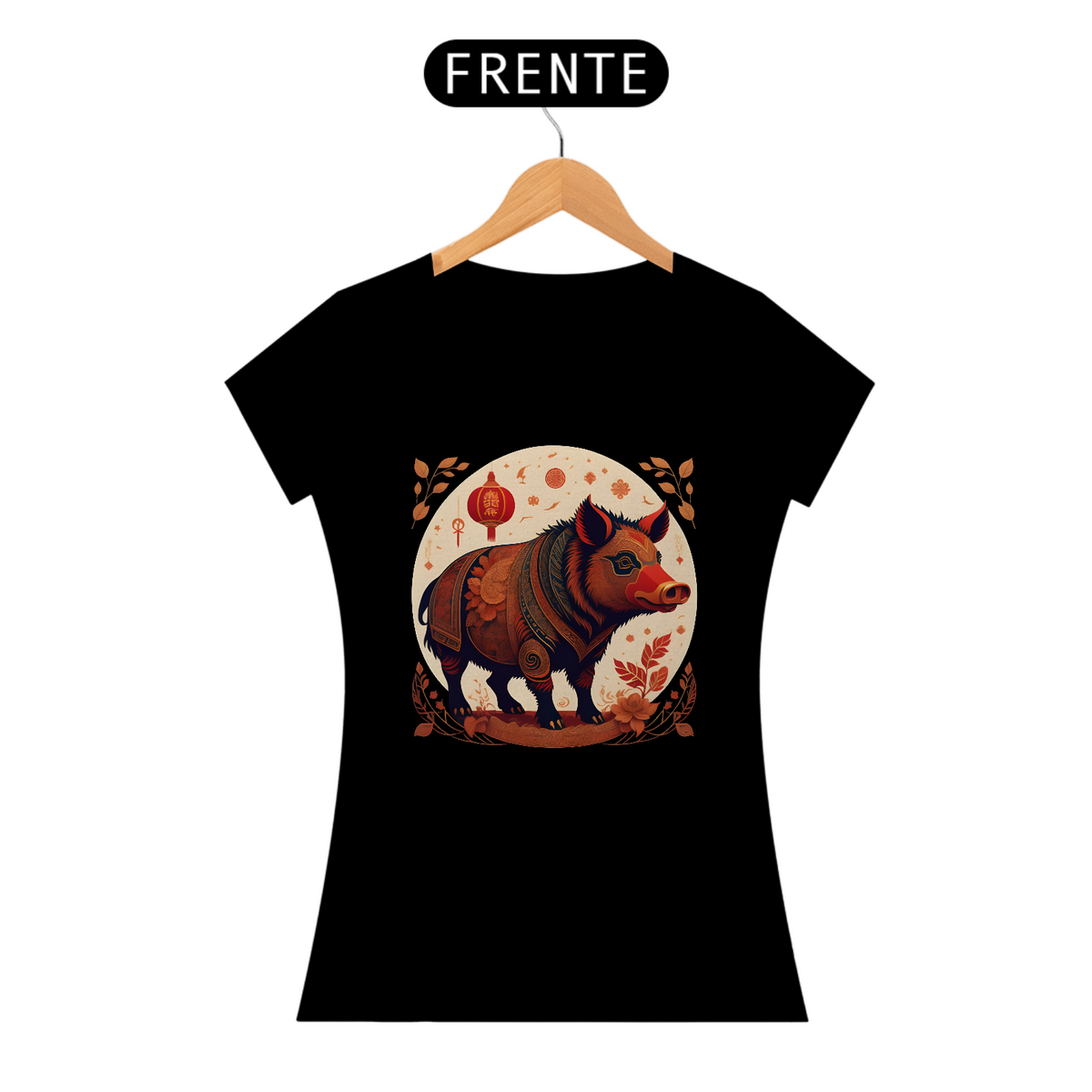 Nome do produto: Chinese New Year - T-Shirt Baby Look Red Boar