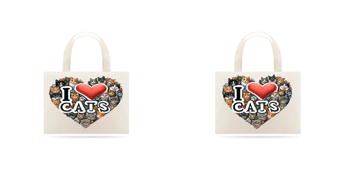 Nome do produto: Bolsa Ecobag Grande - I Love Cats