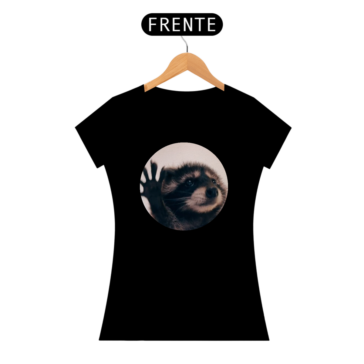 Nome do produto: Camiseta Baby Look Guaxinim Pedro