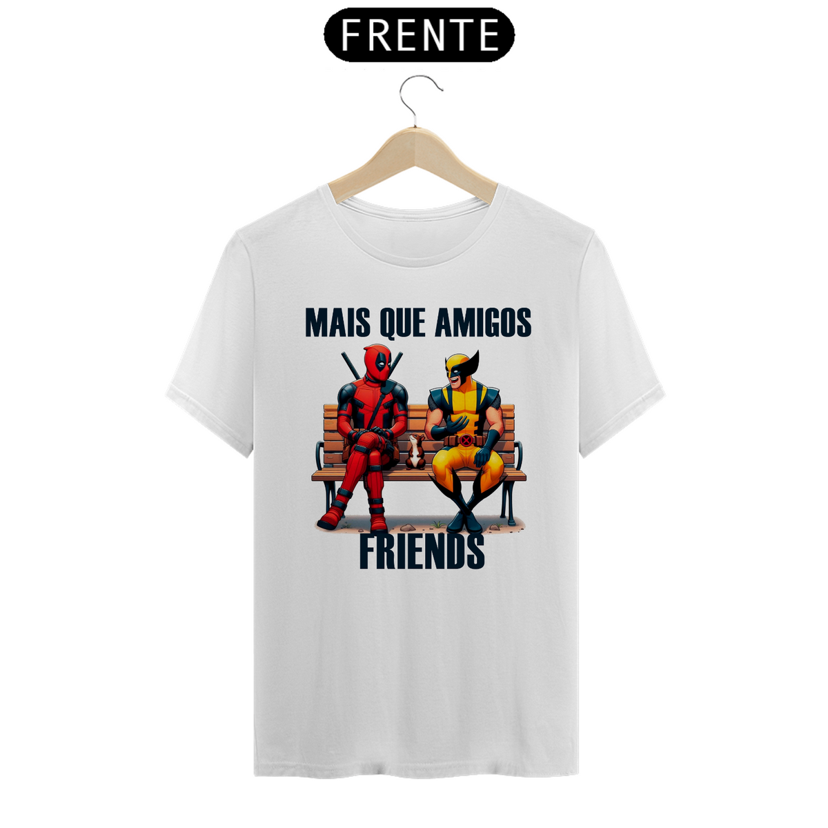 Nome do produto: CAMISETA DEADPOOL E WOLVERINE MAIS QUE AMIGOS