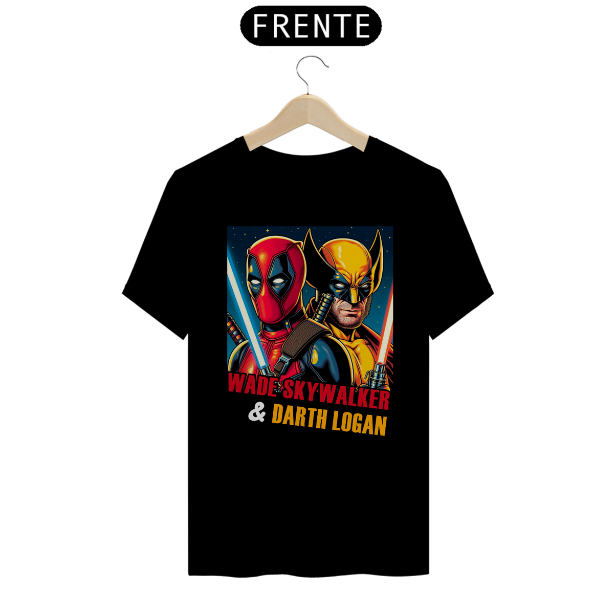 Nome do produto: CAMISETA DEADPOOL E WOLVERINE STAR WARS