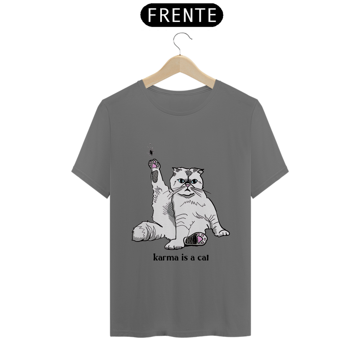 Nome do produto: T-shirt Estonada - Karma Is A Cat