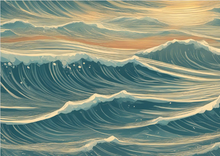 2D Ocean Waves -  Art Code: 001