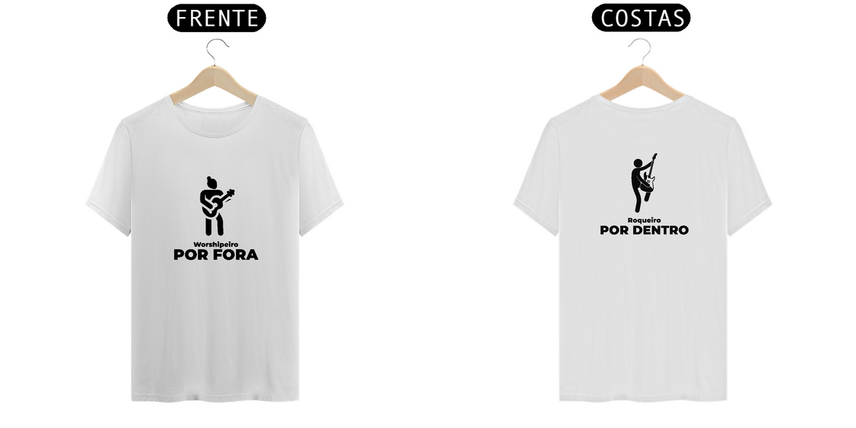Nome do produto: Camiseta - Worshipeiro por Fora Roqueiro por Dentro (CLARAS)