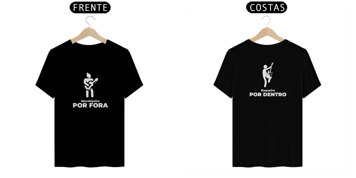 Nome do produto: Camiseta - Worshipeiro por Fora Roqueiro por Dentro (ESCURAS)
