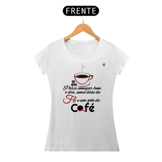 Camiseta feminina café com fé