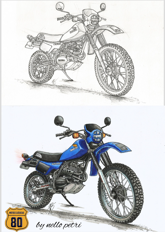 Poster XL250R Azul - by Nello Petri