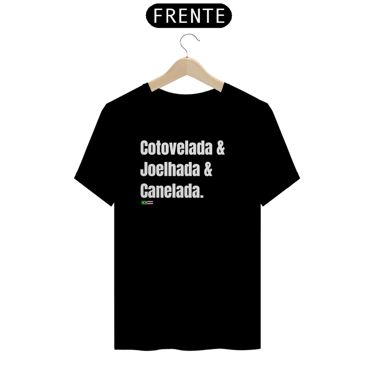 Nome do produto: Camiseta \'Cotovelada, Joelhada e Canelada\'