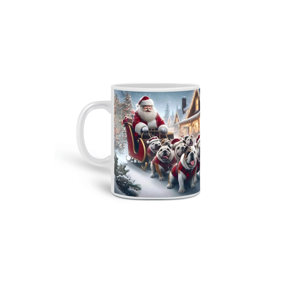 Caneca Natal - Trenó de Bull Inglês