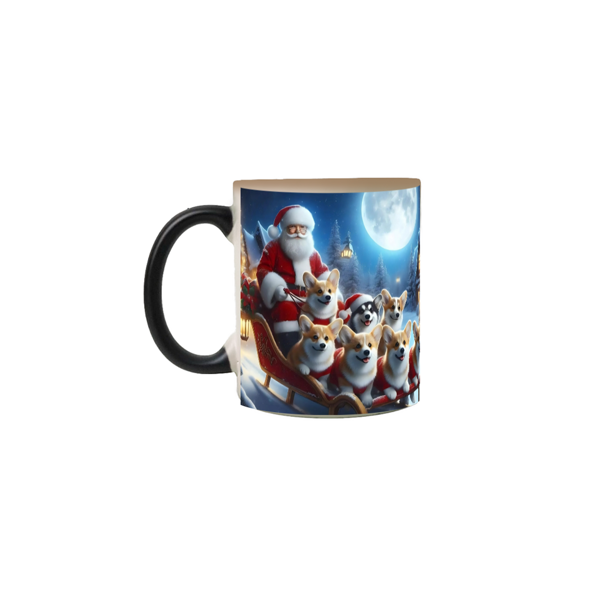 Nome do produto: Caneca Mágica - Trenó de Corgis