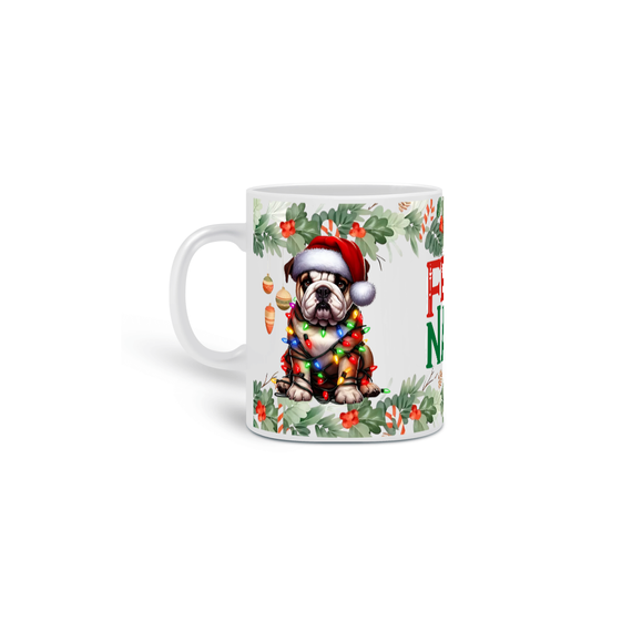 Caneca Natal - Bulldog Inglês