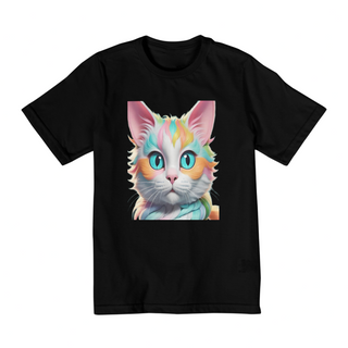 Camisa infantil (10-14) Gato arco íris