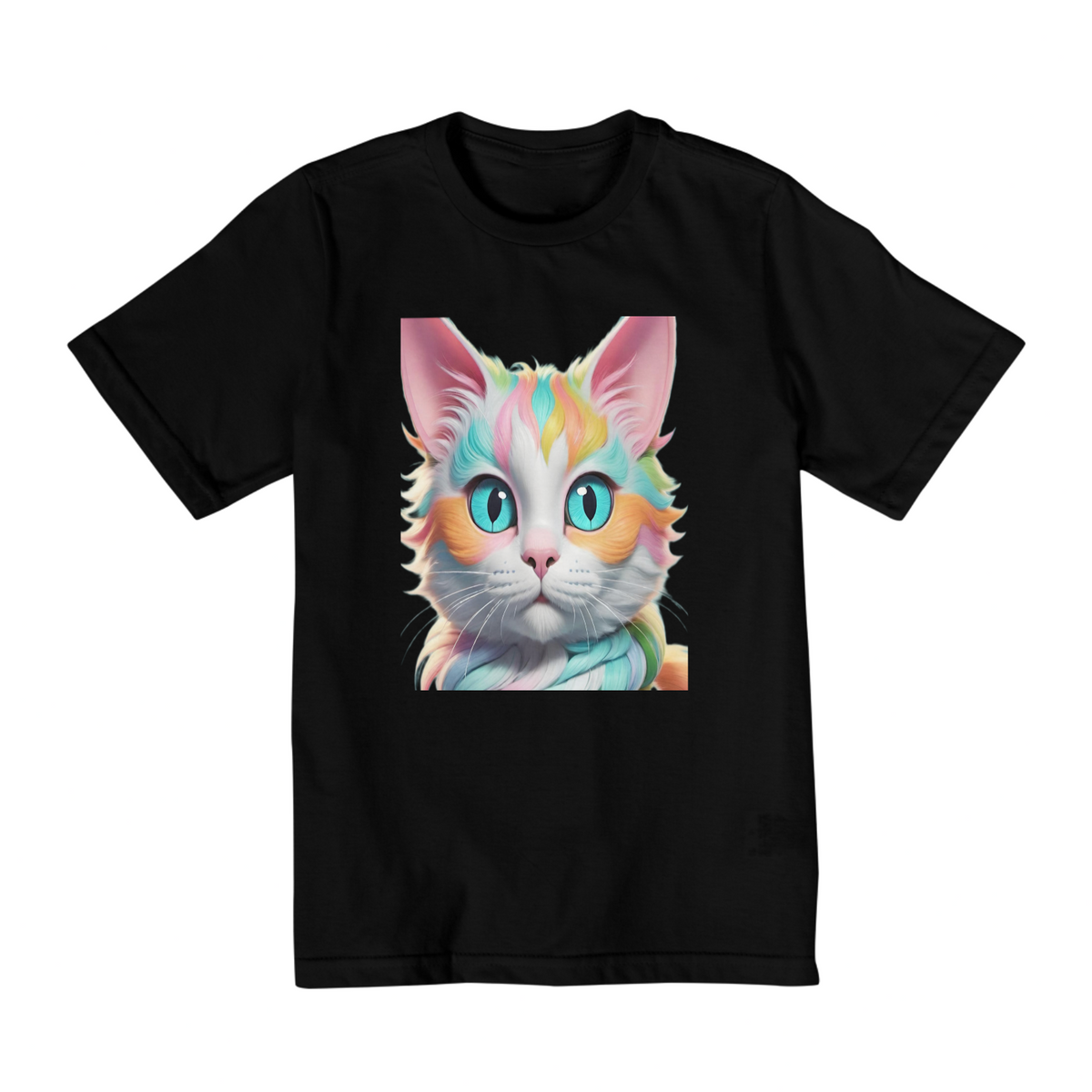 Nome do produto: Camisa infantil (10-14) Gato arco íris