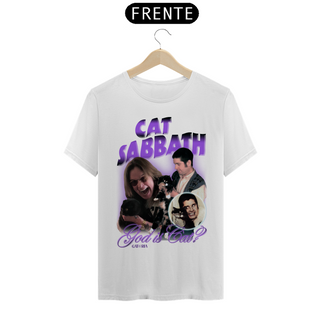 Camiseta Black Sabbath - God is Cat? - Branco