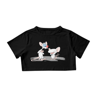 camiseta cropped femenina , Pinky e Cérebro ratos 