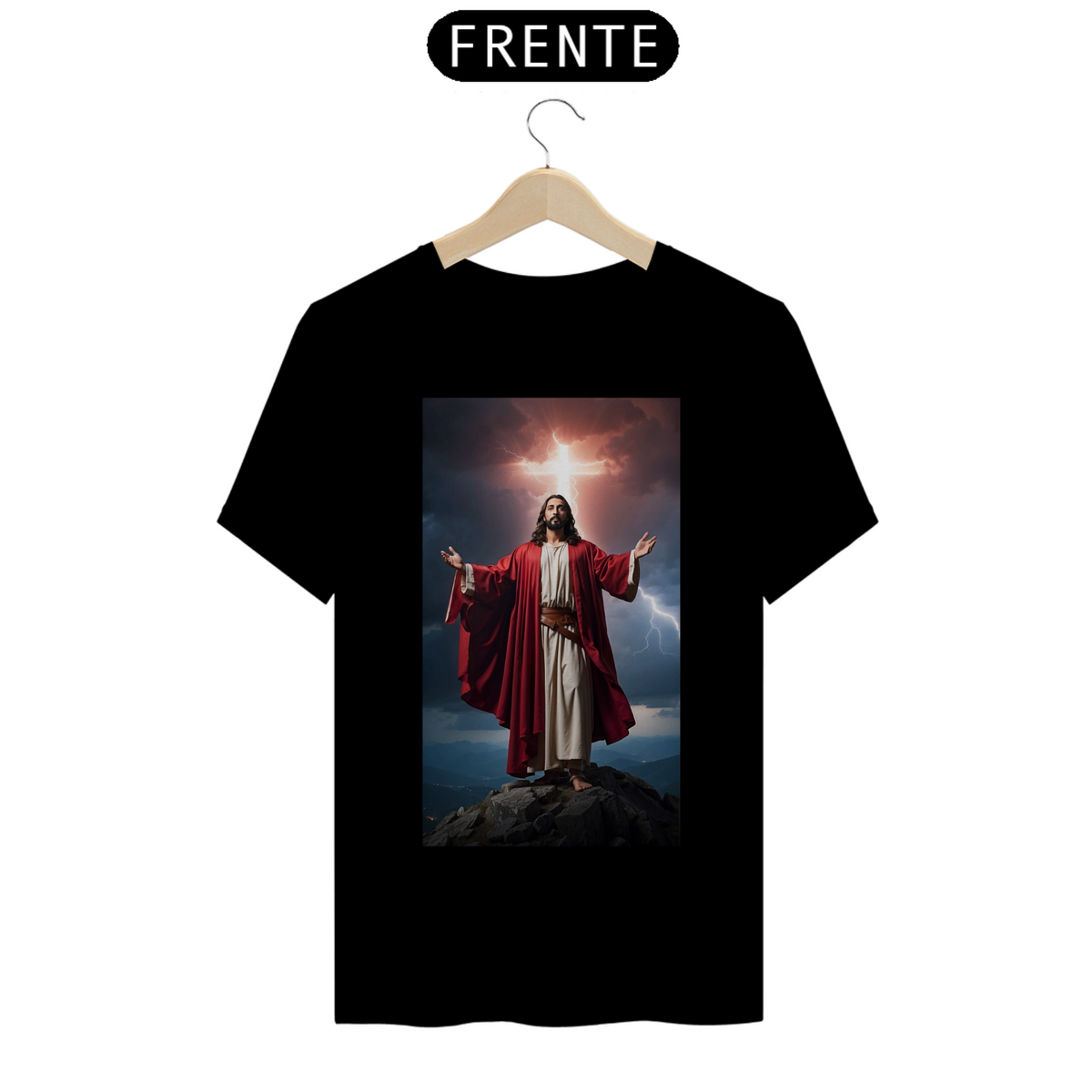 Nome do produto: Jesus Cristo de manto vermelho em uma Montanha