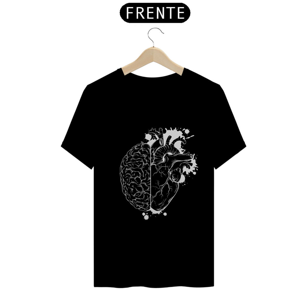 Nome do produto: Camiseta Mente x Coração - Preta