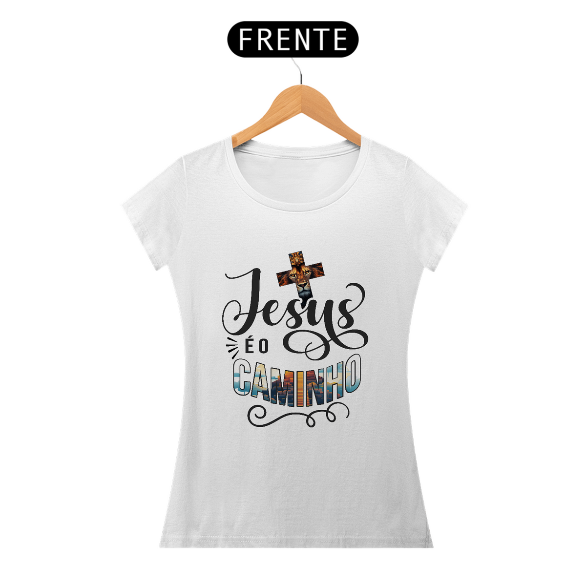 Nome do produto: Camiseta Feminina  - Jesus é o Caminho - Moda Cristã