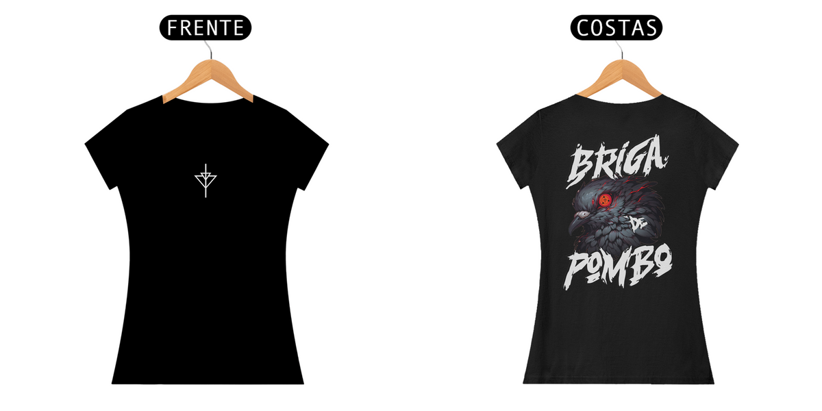 Nome do produto: Camiseta Feminina Pombo Pistola - Estampa nas Costas