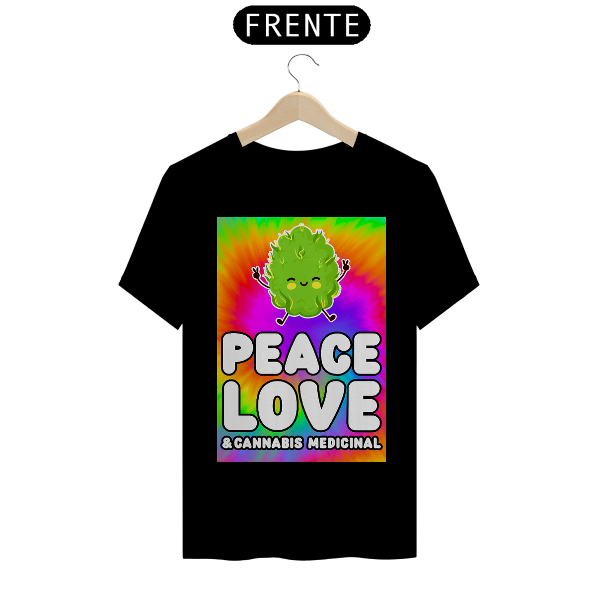 Nome do produto: Camiseta Peace, Love & Cannabis Medicinal