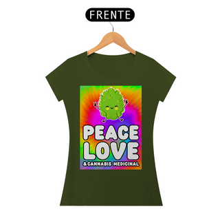 Nome do produtoCamiseta Peace, Love & Cannabis Medicinal