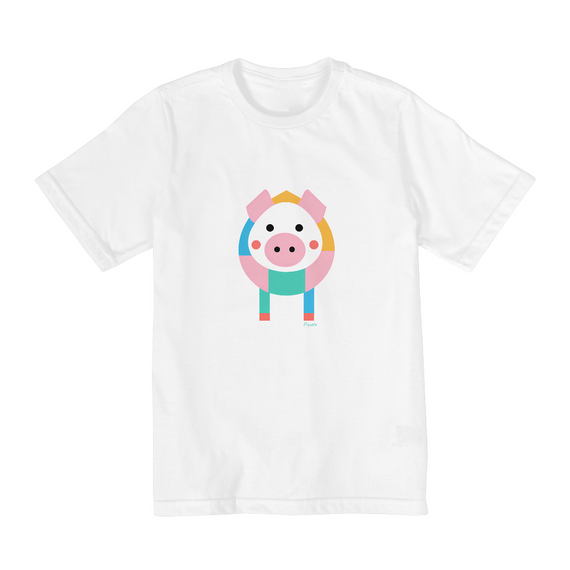 Camiseta Porquinho - Infantil 2 a 8 Anos