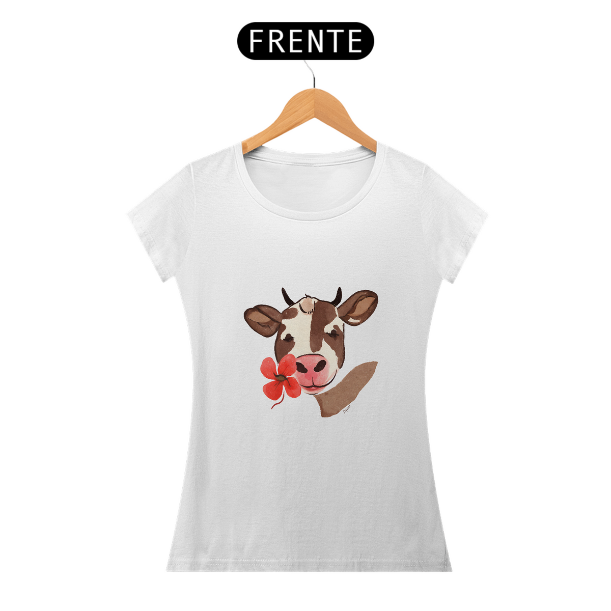 Nome do produto: Camiseta Vaquinha com flor - Feminina
