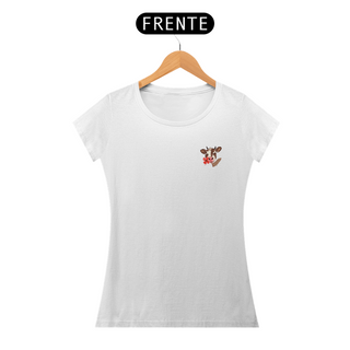 Camiseta Vaquinha e Flor - Minimalista Feminina