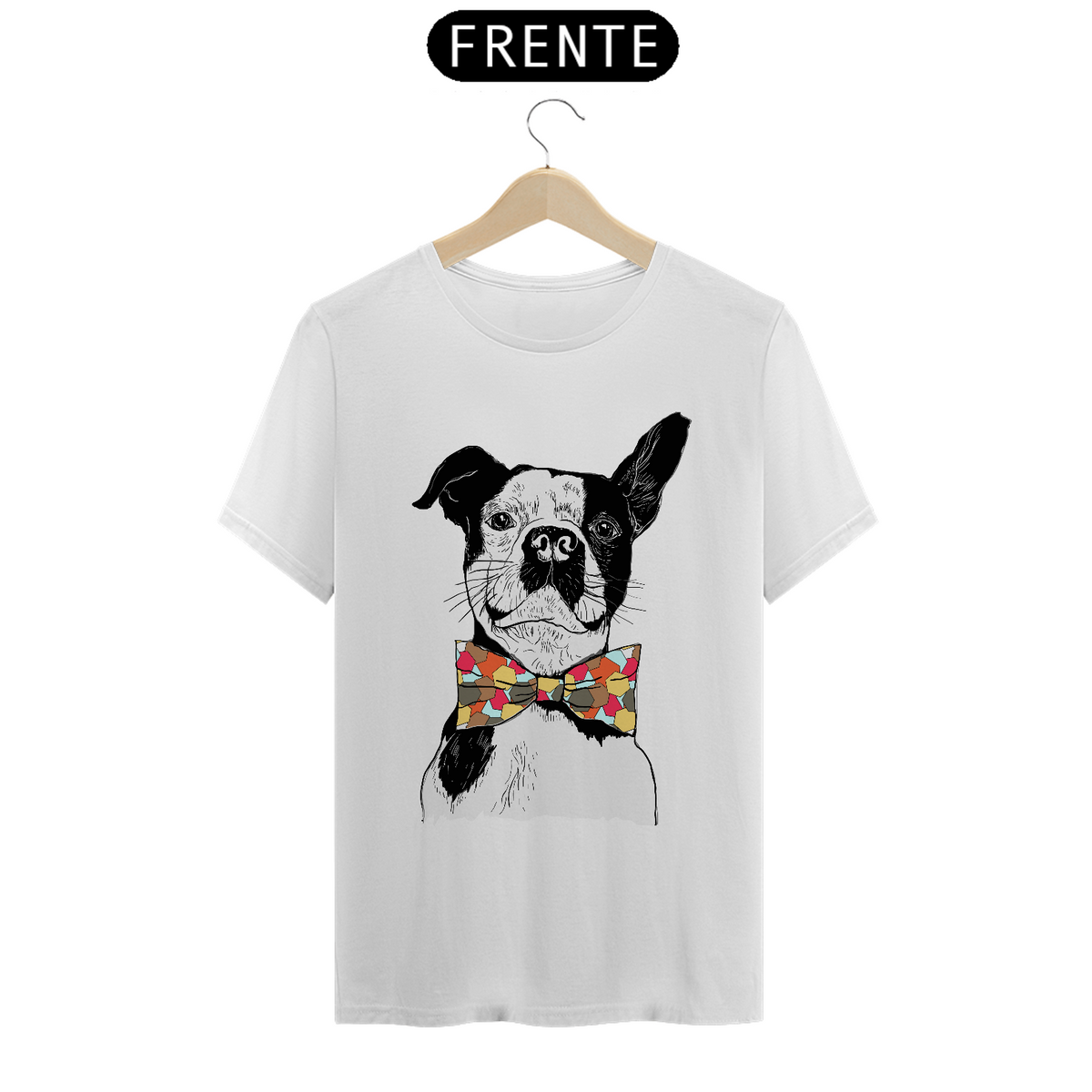 Nome do produto: Camisa com cachorro usando gravata em cartoon
