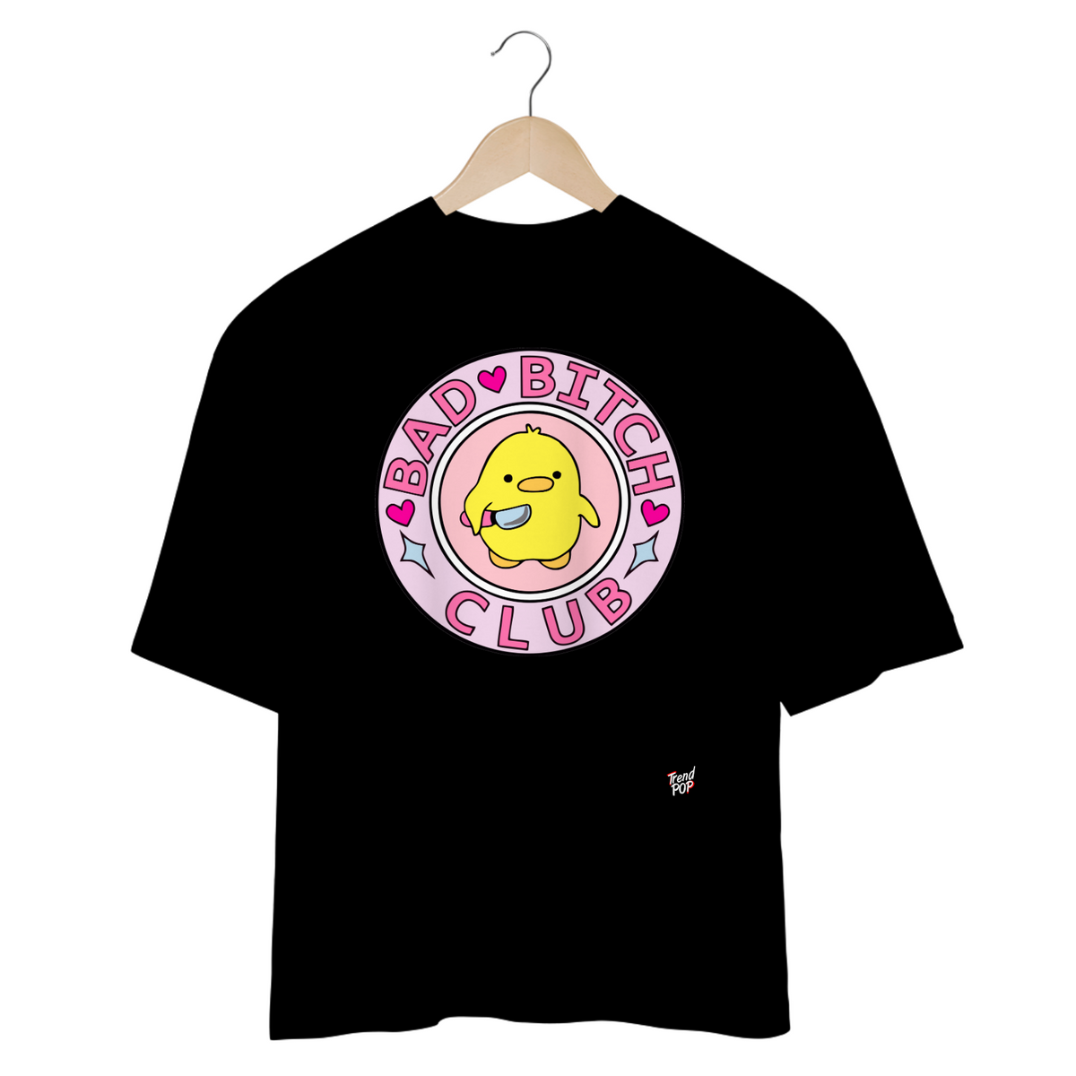 Nome do produto: Camiseta OVERSIZED - Cropped BAD ♥ BITCH ♥ CLUB