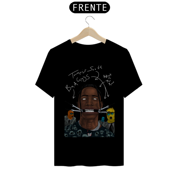 Camiseta Travis Scott and The Bad Guys Escrita Branca