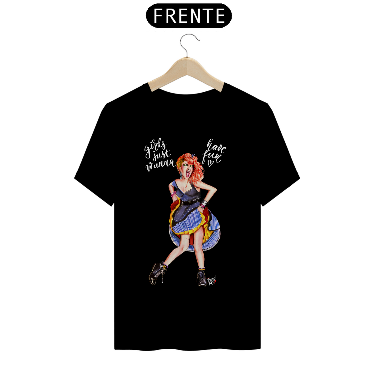 Nome do produto: Camiseta Cindy Lauper Girls Just Wanna Have Fun PRETA