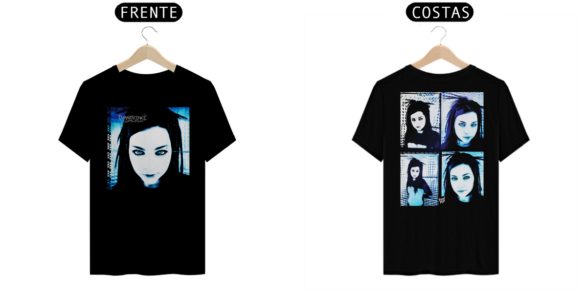 Nome do produto: Camiseta Evanescence Amy Lee Frente e Costas