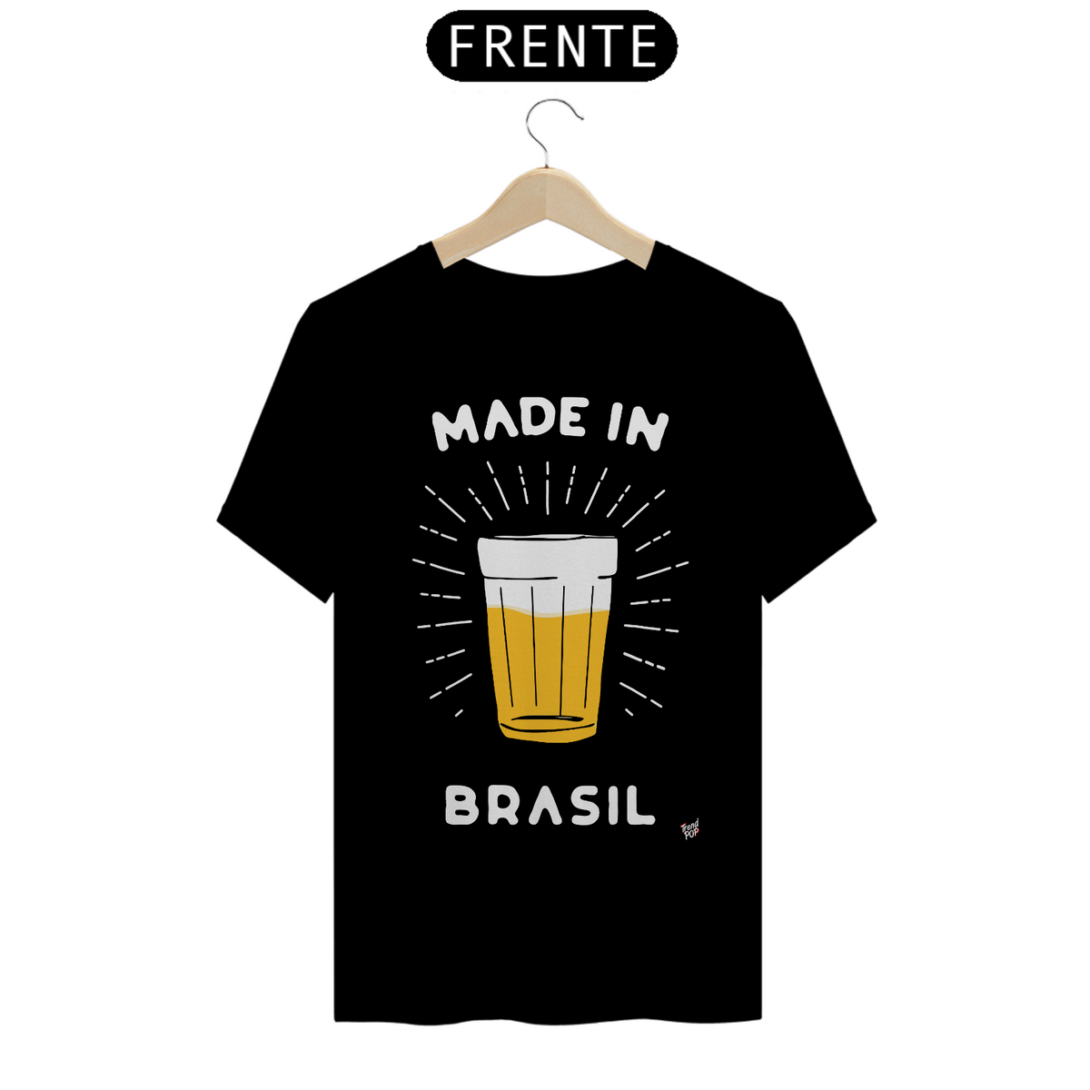 Nome do produto: Camiseta Made in Brasil Escrita Branca- Copo Americano de Cerveja