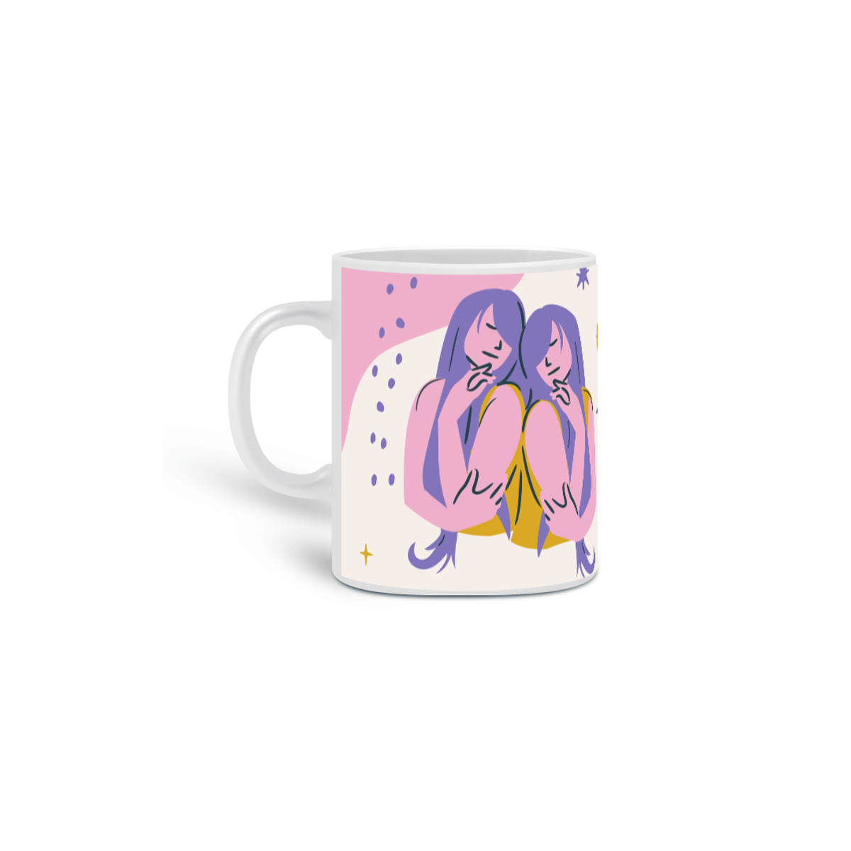 Nome do produto: caneca gêmeos - só um café quentinho para fechar a boca de uma geminiana