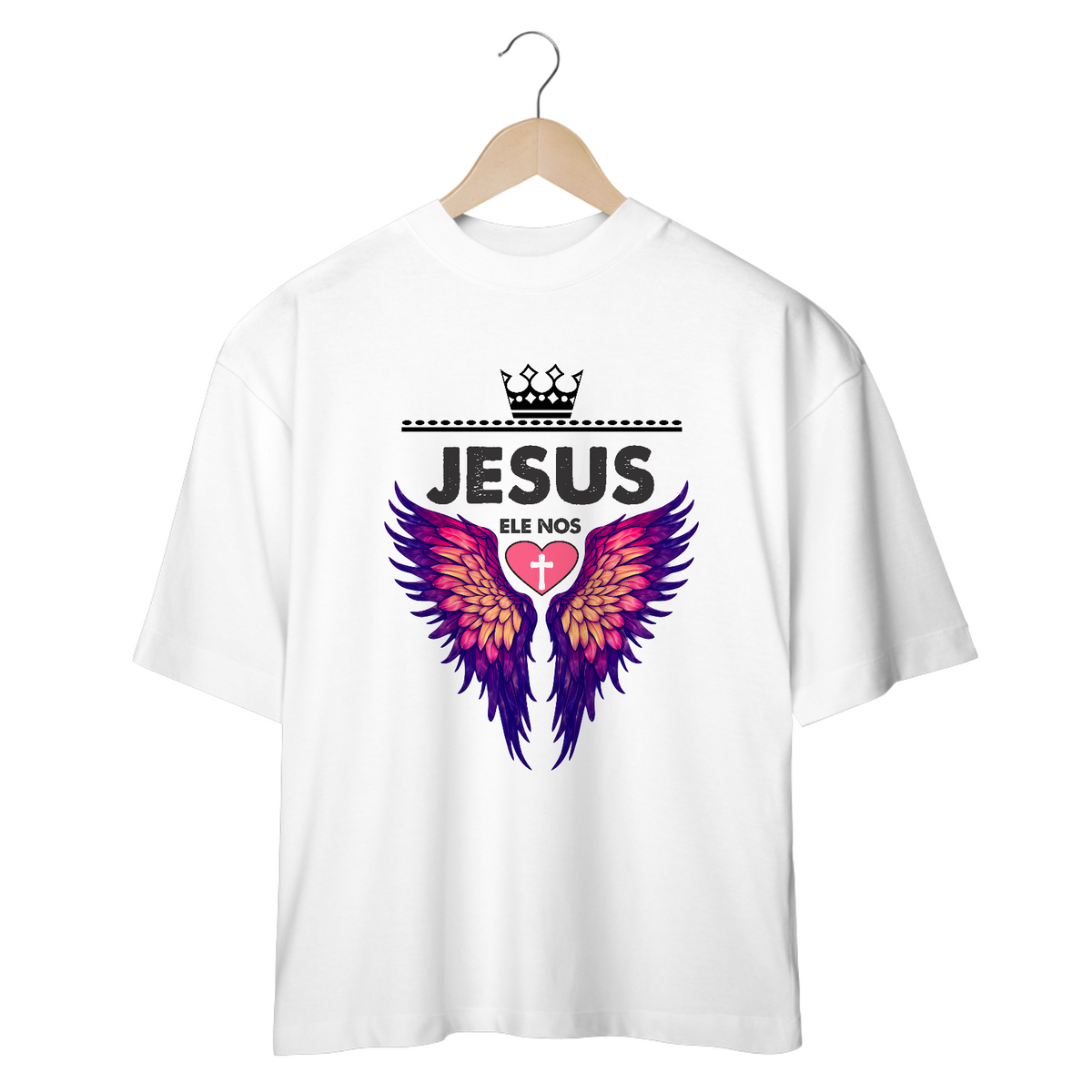 Nome do produto: CAMISETA OVERSIZED | JESUS - ELE NOS AMOU