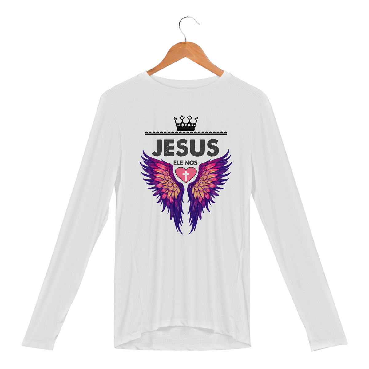 Nome do produto: CAMISA MANGA LONGA SPORT DRY UV | JESUS - ELE NOS AMOU