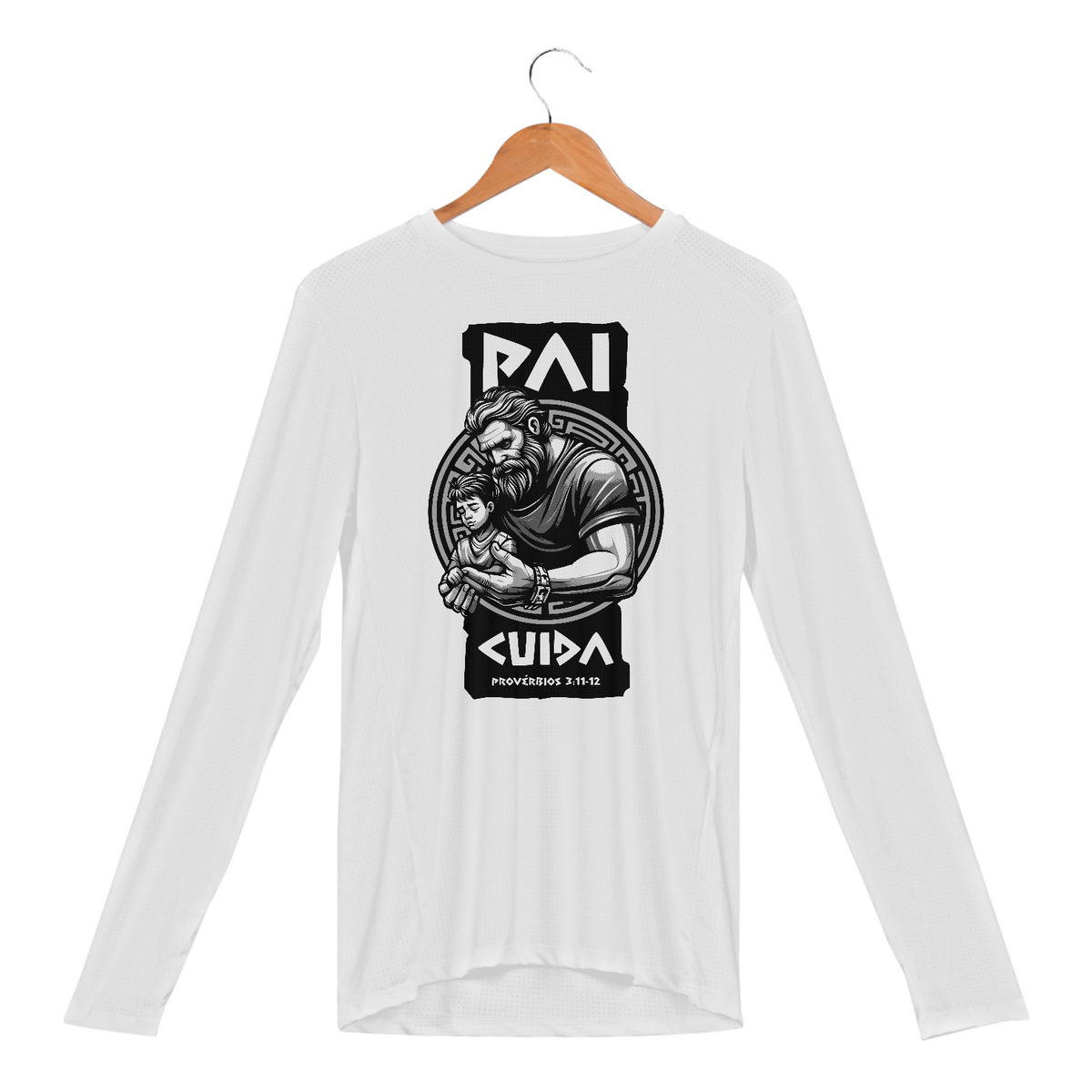 Nome do produto: CAMISA MANGA LONGA SPORT DRY UV | PAI CUIDA PROVÉRBIOS 3:11-12