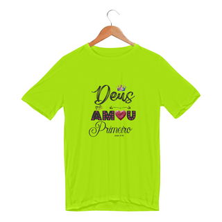 Nome do produtoCAMISETA SPORT DRY UV | DEUS ME AMOU PRIMEIRO JOÃO 3:16