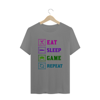 Nome do produtoCamiseta Plus Size Unissex - Eat, Sleep, Game, Repeat