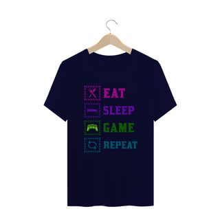 Nome do produtoCamiseta Plus Size Unissex - Eat, Sleep, Game, Repeat