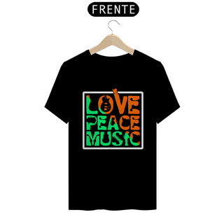 Nome do produtoCamiseta Unissex - Love, Peace & Music