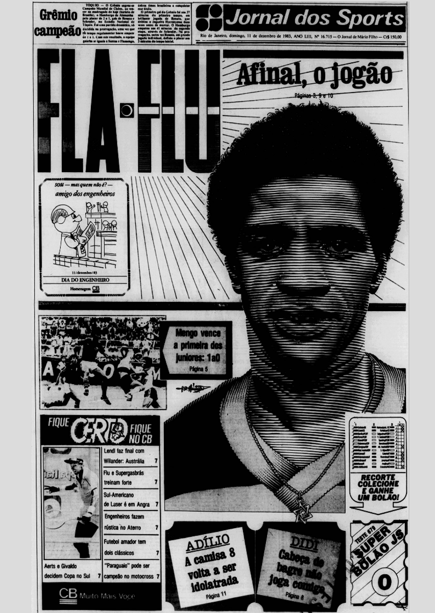 Nome do produto: CAPA JORNAL DOS SPORTS FLA-FLU - ADÍLIO - 1985