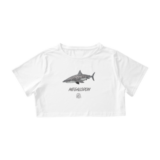 Nome do produtoCamisa Cropped Megalodon em Cor | Ilustração por Leandro Sanches