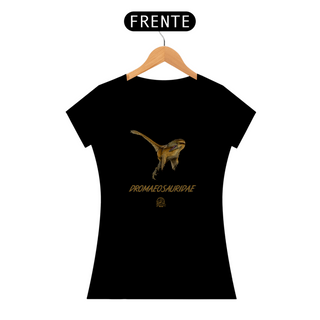 Nome do produtoCamiseta Feminina Dromaeosauridae em Cor | Ilustração por Leandro Sanches