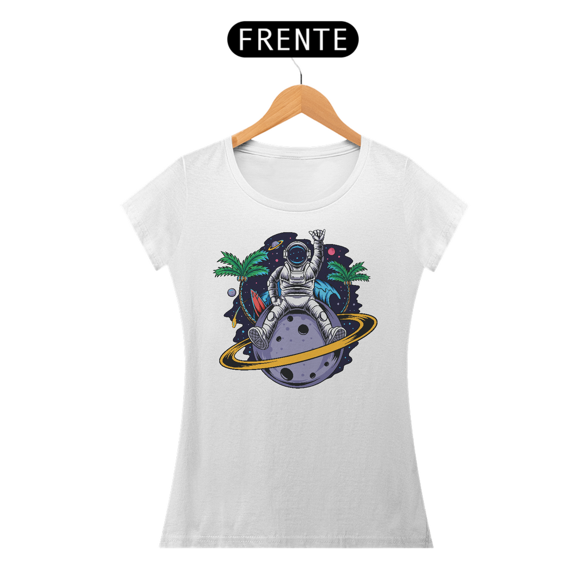 Nome do produto: Camiseta Feminina Astronauta Verão