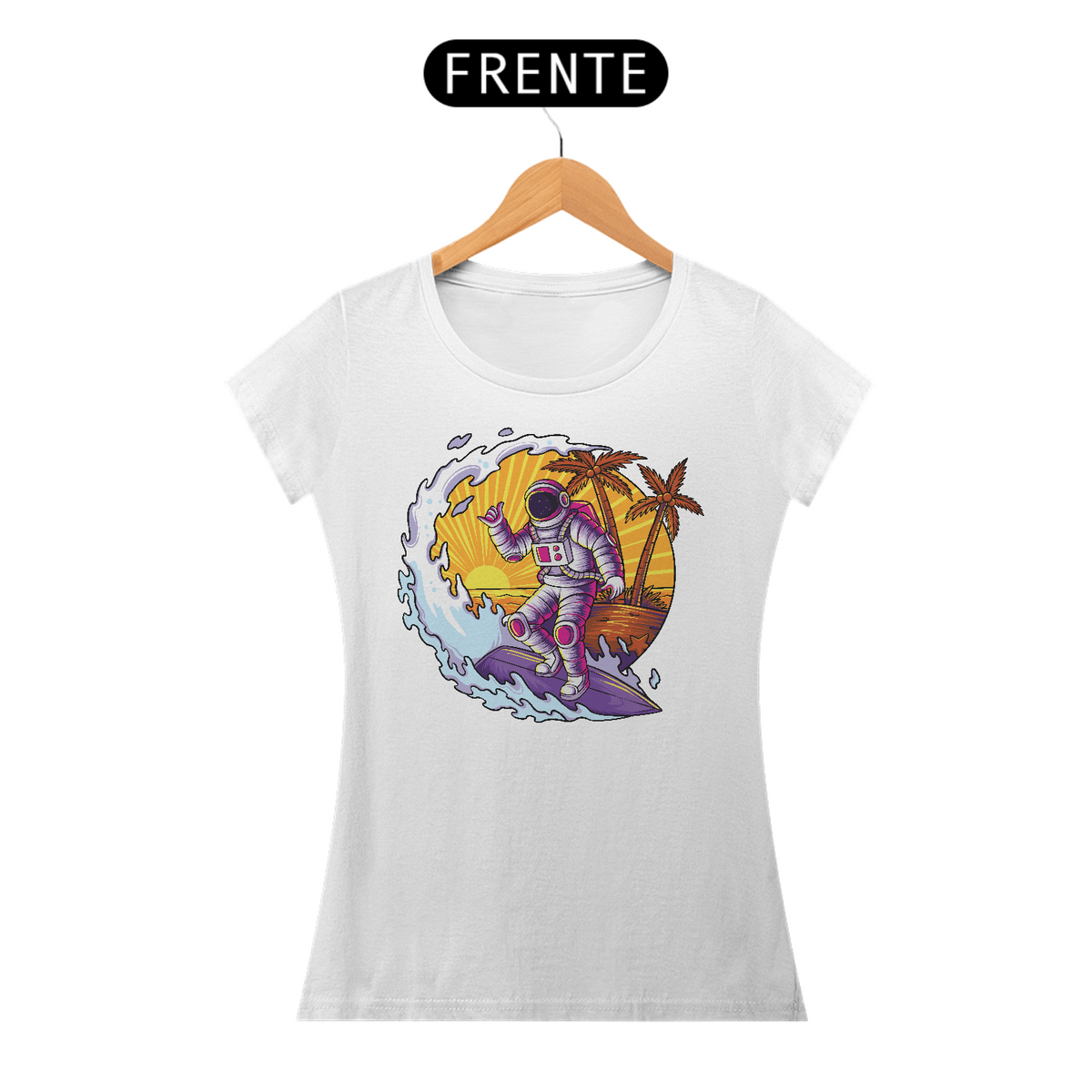 Nome do produto: Camiseta Feminina Surf Astronauta